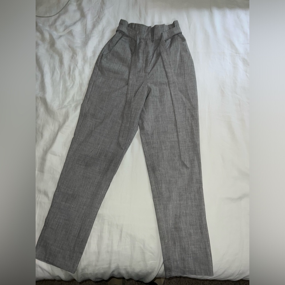 H&M light  grey trousers/ dress pants high waisted with removable belt